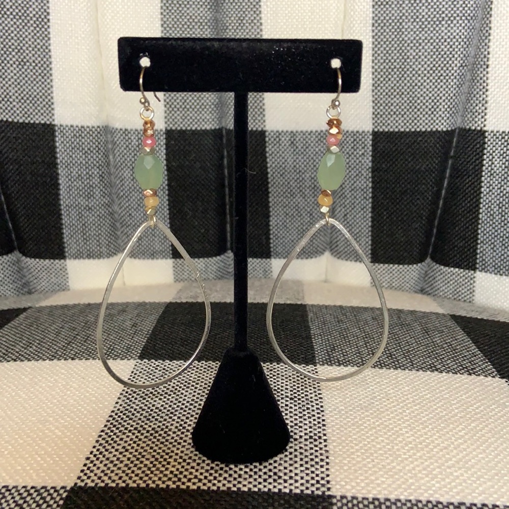 Mint Pink Tear Drop Dangle Statement  Earrings